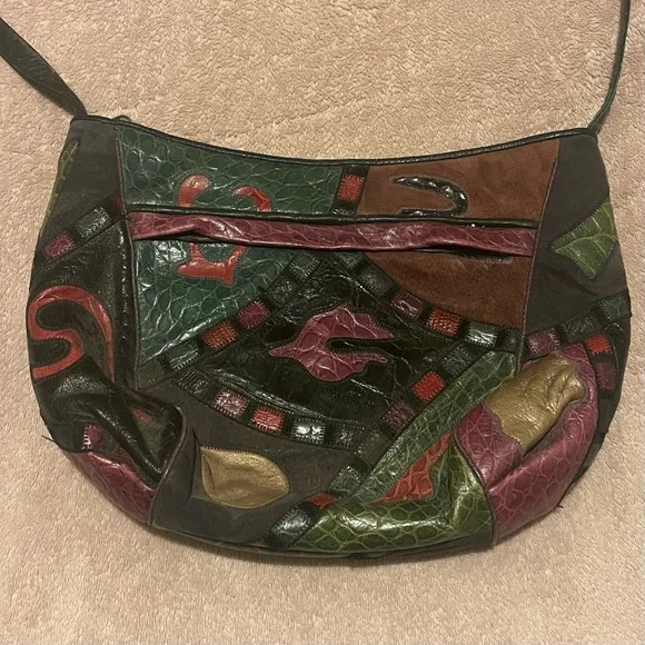 Sharif Multicolor Leather Patchwork Shoulder Bag - Picture 2 of 9